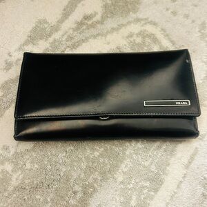 Prada Black Leather Clutch Wallet